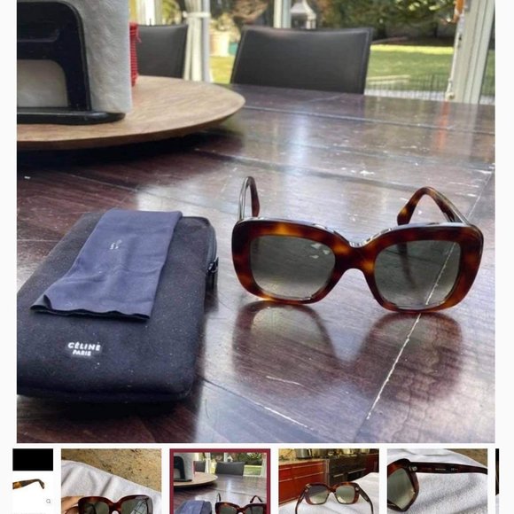 Celine Dark Havana/Blue Gradient Acetate Sunglasses CL 41433S XM 005L Preloved - Picture 1 of 13